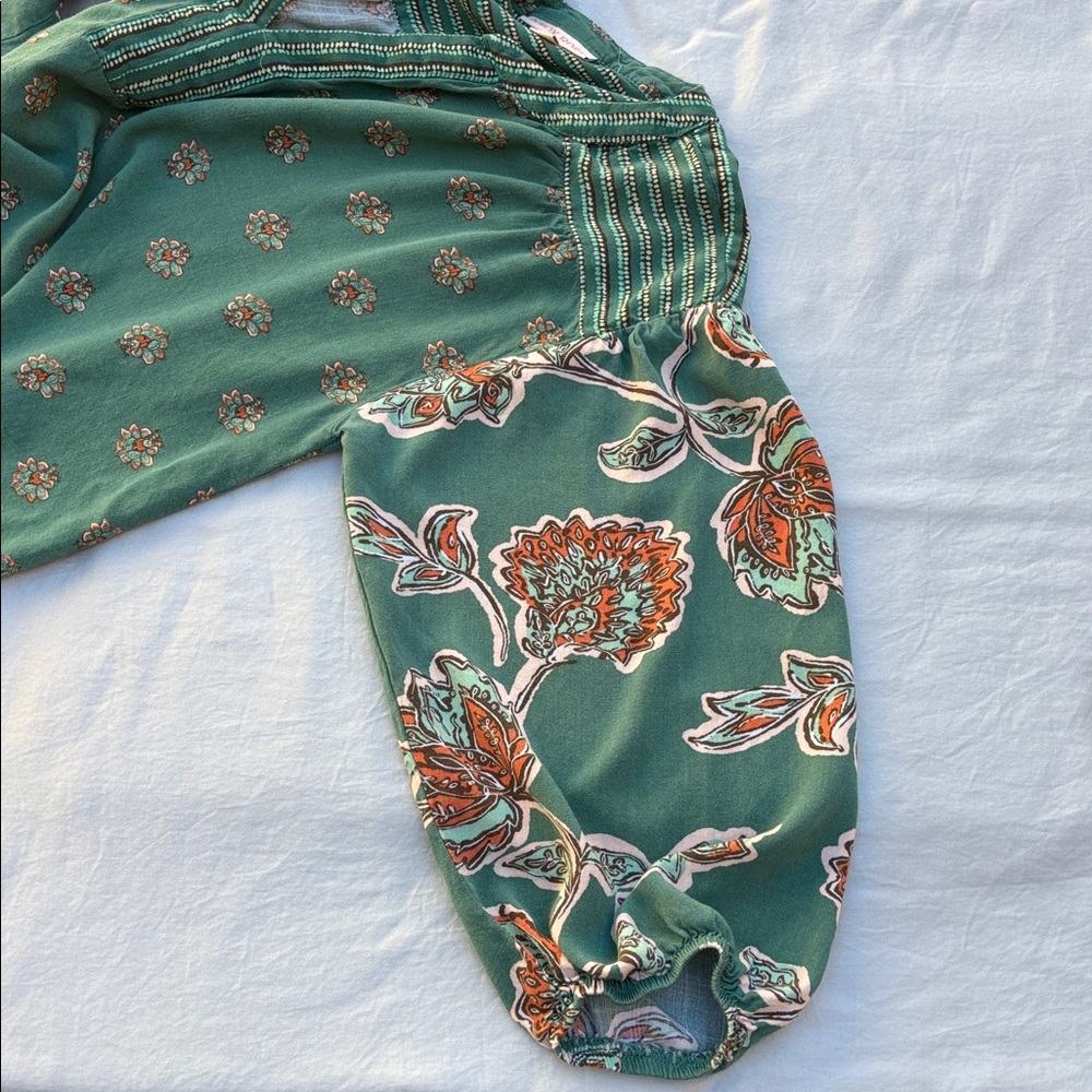 Knox Rose Green Boho Floral Tunic Top - Picture 4 of 7